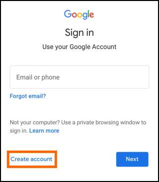 google account sign up